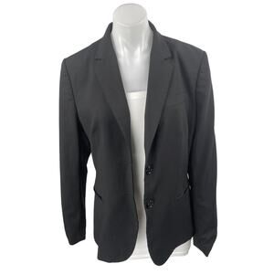 Banana Republic Women's Black Wool Stretch Long Sleeve Blazer Coat Jacket 14